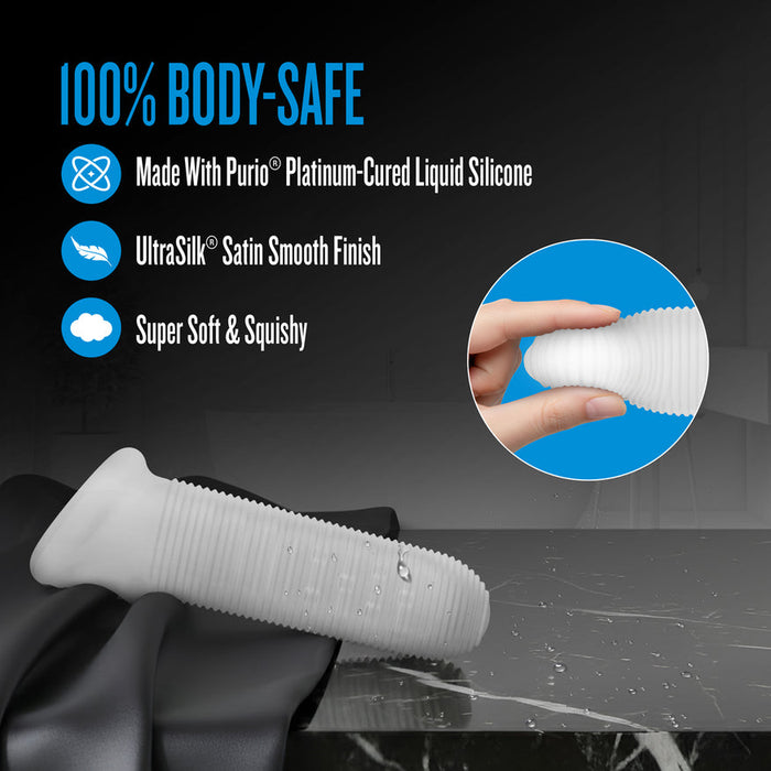 Covert Clear Textured Silicone Medium Penis Sleeve with Ball Strap