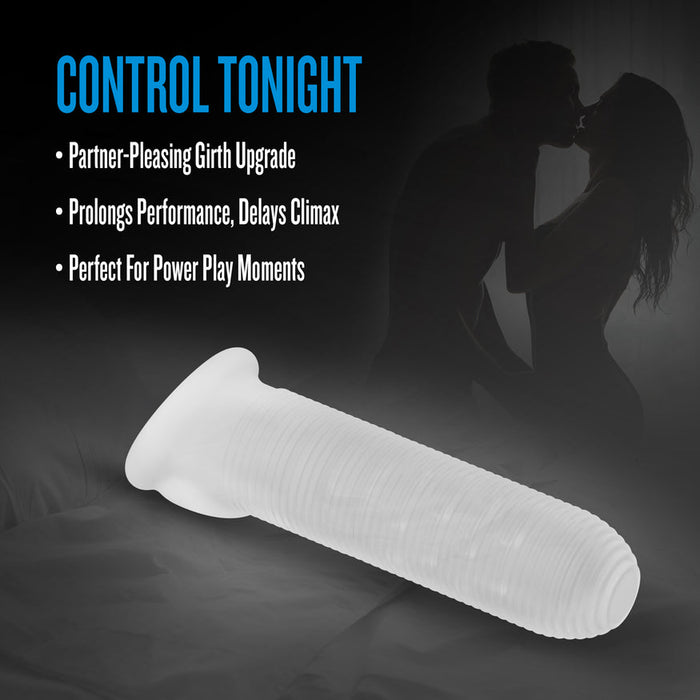Mercenary Clear Textured Silicone Small Penis Sleeve with Ball Strap