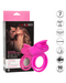 Clit Flicker Pink Silicone Vibrating Cock Ring with Tongues