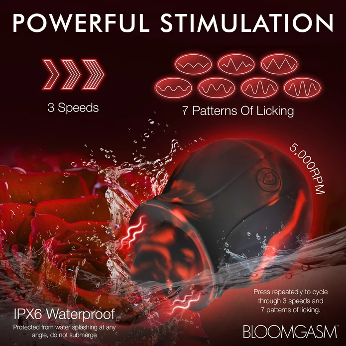 Black Kiss Rimming Rose Tongue Vibrator