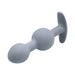 The Adam & Eve Vibra Ball Weighted Butt Plug Trio & Anal Trainers set features gray silicone plugs with bulbous shapes and flared bases, shown on a white background—the perfect addition to your butt plug collection.