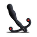 The Aneros Eupho Syn V Vibrating Silicone Prostate Massager with Remote, in black with a curved ergonomic design, red-tipped dual handles, and multiple vibration patterns, is shown on a white background.