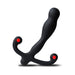 The Aneros Eupho Syn V Vibrating Silicone Prostate Massager with Remote is shown in black with red-tipped handles, a curved contoured shaft, and offers multiple vibration patterns for enhanced pleasure.