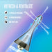 A diagram of the Aqua Jet Vibrating Powered Anal Douche - Ultra Hygienic, featuring customizable jet pressure, 3-speed levels, 10 vibration modes, and ergonomic design. Blue and purple gradient background with “Refresh & Revitalize” text.
