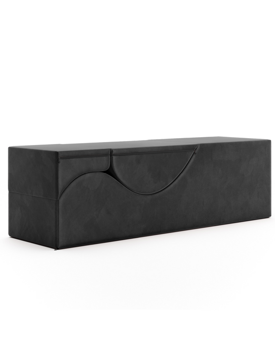 Modern black Liberator Aria Chaise Sex Lounger with a subtle curved indentation serving as a handle, isolated on a white background.