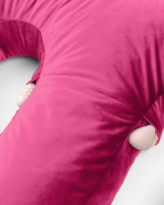 Liberator Arie Toy Mount Spooning Pillow - Pink close up of toy compartments 