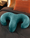 Liberator Arie Toy Mount Spooning Pillow - Teal  on bedc with brown comforter 