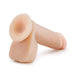 The Au Naturel Long 8 Inch Dual Density Light Tone Suction Cup Dildo with Balls is a realistic, flesh-toned strap-on dildo designed for use as a sexual aid or gender-affirming device.