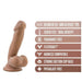The Au Naturel Realistic Dual Density 6.5 Inch Medium Tone Suction Cup Dildo has a curved shape for g-spot or prostate play, a strong suction cup, flexible dual density design, is strap-on and harness compatible, fragrance-free, and phthalate free.