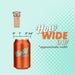 A diagram compares the width of a wooden stick (0.5") to the Bae Slim Smooth 6 Inch Silicone Suction Cup Dildo, similar in size to a "Betty Soda" can (2.6" wide, 355 mL), with "How wide is it? *approximate width" on a dotted teal background.