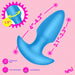 The Bang Thrusting Silicone Butt Plug with Remote Control, shown on a pink background, features a flared base and blue silicone. Text notes it’s phthalate free, waterproof, rechargeable, and provides hands-free stimulation.