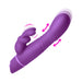 The Bang Thrusting Silicone Rabbit Vibrator is a purple silicone toy with dual stimulation arms for intense G-spot pleasure, featuring vibrating, rotating, and thrusting functions in both the shaft and clitoral stimulator.