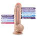 The Big Boy Huge 10 Inch Dual Density Light Tone Suction Cup Dildo features a soft outer layer, firm core, flexible shaft, is lab certified body-safe, paraffin and fragrance free, latex and phthalate free, strap-on compatible with a strong suction cup base.