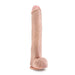 Introducing the Big Daddy 14 Inch Dual Density Suction Cup Dildo - Vanilla by Blush. This realistic-looking dildo comes in a natural flesh tone, complete with visible veins, a detailed head, attached testicles, and a suction cup base for hands-free use.
