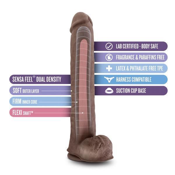 Big Daddy Huge 14 Inch Dual Density Dark Tone Suction Cup Dildo