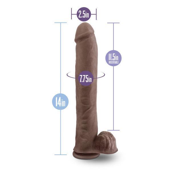 Big Daddy Huge 14 Inch Dual Density Dark Tone Suction Cup Dildo