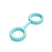 The Biind Flexible Silicone Beginner Cuffs are light blue, double-ringed cuffs made from body safe silicone with textured, ridged surfaces, joined by a short straight bar and shown on a white background.