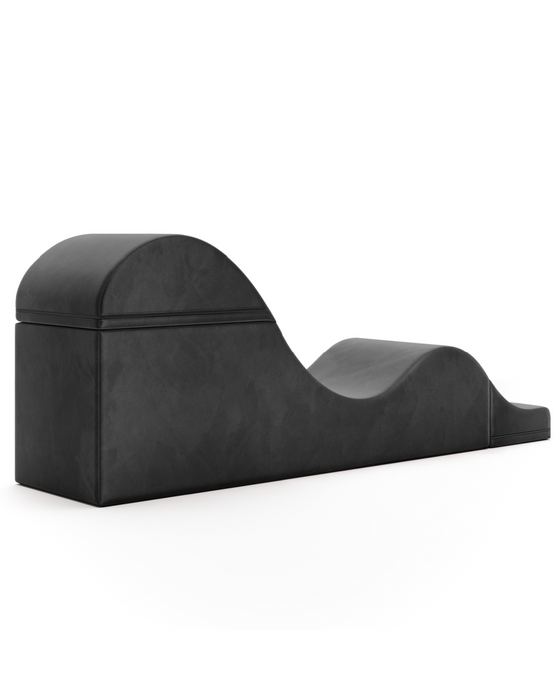 Modern Liberator Aria Chaise Sex Lounger - Black on a white background.
