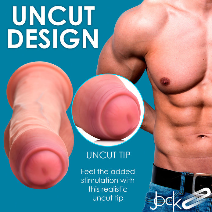 JOCK Dual Density Uncut Dildo with Balls 8.7in - Caramel