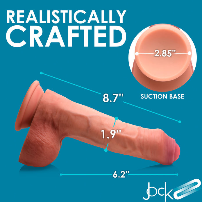 JOCK Dual Density Uncut Dildo with Balls 8.7in - Caramel
