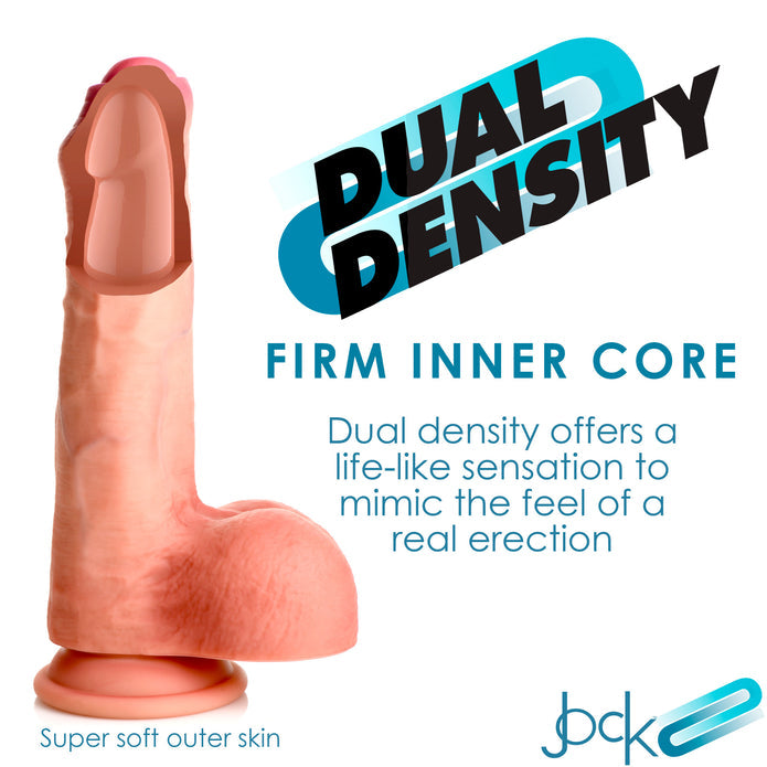 JOCK Dual Density Uncut Dildo with Balls 8.7in - Caramel