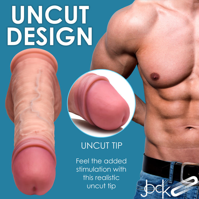 JOCK Dual Density Uncut Dildo with Balls 8.75in - Caramel