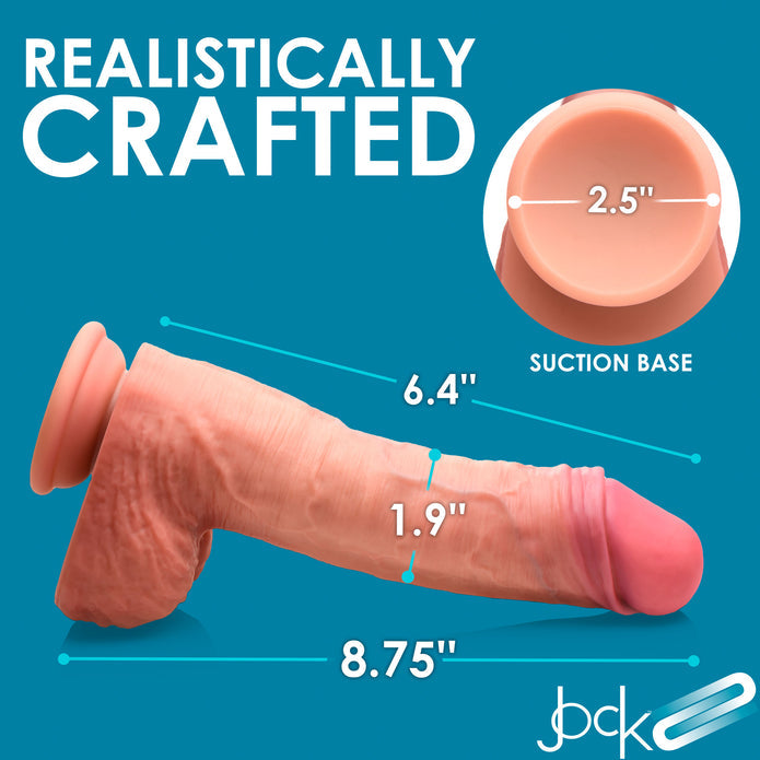 JOCK Dual Density Uncut Dildo with Balls 8.75in - Caramel