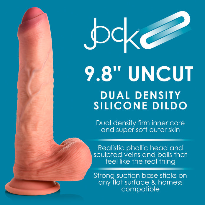 JOCK Dual Density Uncut Dildo with Balls 9.8 in - Caramel