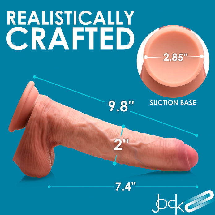 JOCK Dual Density Uncut Dildo with Balls 9.8 in - Caramel