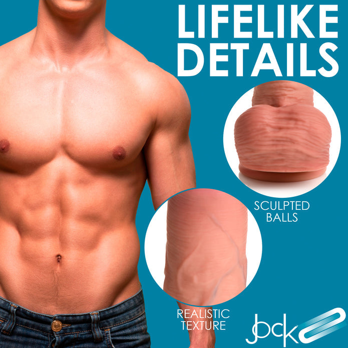 JOCK Dual Density Uncut Dildo with Balls 9.8 in - Caramel