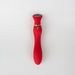 The Chance Waterproof Touch Screen G-Spot Vibrator, shown on a plain white background, is red and curved, made of medical-grade silicone with a silver massage head, gold accent, and a small gemstone.