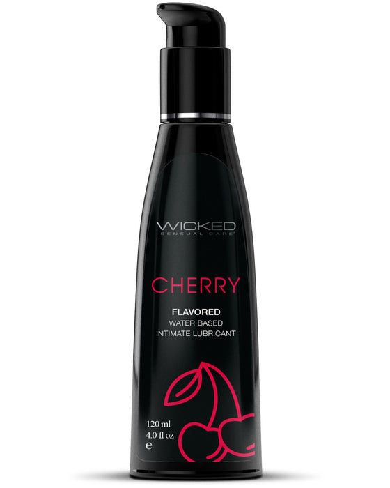 Wicked Aqua Cherry Flavored Water Based Lubricant 4 oz black bottle red writing 
