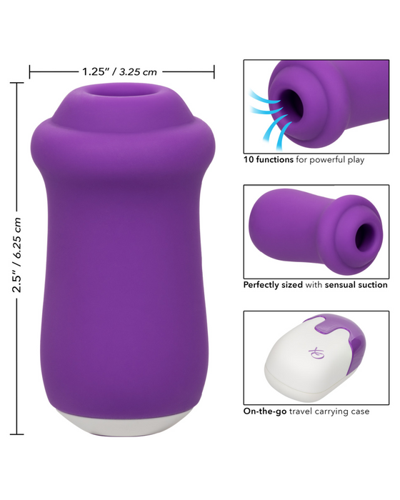 Sugar Rush Clitoral Suction Vibrator with Lid  graphic showing size 