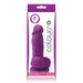 The Colours Realistic 6 Inch Purple Silicone Suction Cup Dildo comes in packaging with a clear window displaying its lifelike shape and texture, making it ideal for anal play fans.