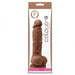 The Colours Realistic 7 Inch Dark Tone Silicone Suction Cup Dildo comes in clear packaging with nsnovelties and silicone logos. Featuring a strong suction cup, it’s strap-on harness compatible for versatile play.