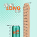 A graphic with a green "Betty Soda" can (4.83" tall) beside a wood ruler shaped like the Colours Realistic Huge 12 Inch Black Silicone Suction Cup Dildo, marked up to 12", and the text "How long is it?" above.