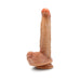 The DaVinci Ultra Realistic Long 8 Inch Silicone Dildo with Sliding Foreskin features a lifelike design, detailed veins, a pronounced head, attached testicles, and a suction cup base—perfect for an enhanced and authentic experience.