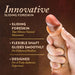 A hand holds the DaVinci Ultra Realistic Long 8 Inch Silicone Dildo with Sliding Foreskin, featuring a movable foreskin for natural motion, a flexible shaft for lifelike feel, and an authentic 8-inch design.