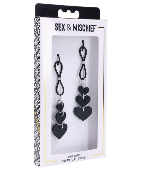 Sex and Mischief Heart Nipple Ties in package 