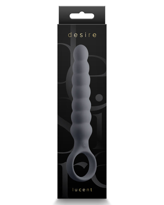 Lucent Vibrating Anal Probe with Finger Loop  in black product box 