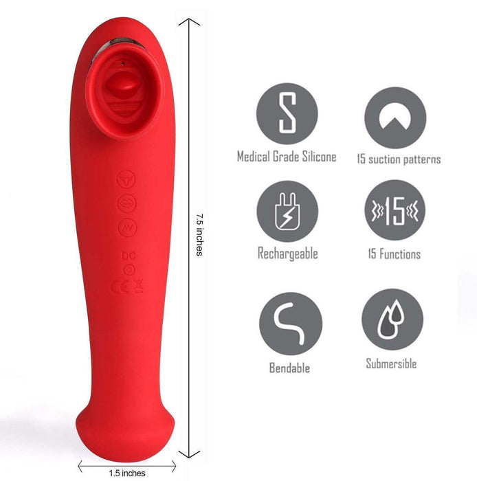 Destiny Red Powerful Sucking Clitoral Stimulator with Tongue | Betty's BTB Shop Destiny Red Powerful Sucking Clitoral Stimulator with Tongue | Betty's BTB Shop