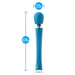 Introducing the Dianna Rechargeable Rumbly Waterproof Wand Vibrator by Blush: a luxurious blue handheld massager with a rounded head, measuring 12.25 inches in length and 2.25 inches in head width. This elegantly designed wand features a comfortable grip and a slightly curved design with accent patterns on the handle, offering 20 vibrating patterns for ultimate relaxation.