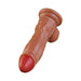 The Dr Brody Long Thick Thrusting 8.75 Inch Vibrating Silicone Dildo features a realistic, flesh-toned design with lifelike veins and a pronounced tip, photographed against a white background.