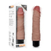 The Dr. Hunt Long 8.75 Inch Vibrating Silicone Dildo in a lifelike flesh tone appears beside its box with “Dr. Skin” branding. Made from body-safe silicone, it delivers realistic sensation and trusted safety with powerful vibration.