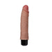 The Dr. Hunt Long 8.75 Inch Vibrating Silicone Dildo features body-safe silicone, a pink tip, veined texture, and stands upright on a black base against a white background.