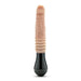 The Dr. Knight Vibrating Thrusting Gyrating Realistic Silicone Dildo in Vanilla by Blush features a realistic beige color with a ribbed section in the middle and a black handle base that serves as the control section for its powerful vibration and other features. The tip is slightly curved with an ultra-realistic anatomically detailed design, ensuring it is a body-safe toy.