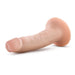 The Dr. Lucas Lifelike 5 Inch Beginner Light Tone Silicone Dildo with Suction Cup features a realistic, flesh-toned design and flared base for strap-on harness use, shown on a white background.
