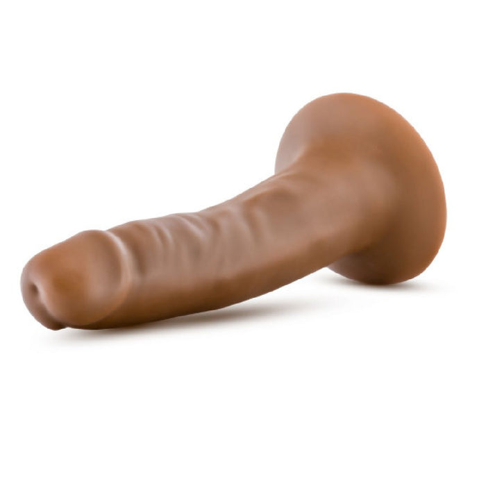 The Dr. Lucas Lifelike 5 Inch Beginner Medium Tone Silicone Dildo with Suction Cup is a realistic, strap-on compatible toy with a flared base, shown on a white background.
