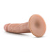 The Dr. Skin Realistic 5 Inch Small Light Tone Dildo with Suction Cup is shown lying on its side against a white background.