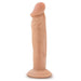 The Dr. Skin Realistic Slim 6 Inch Light Tone Dildo with Suction Cup stands upright against a white background, featuring natural vein detailing—a great beginner-friendly toy choice.